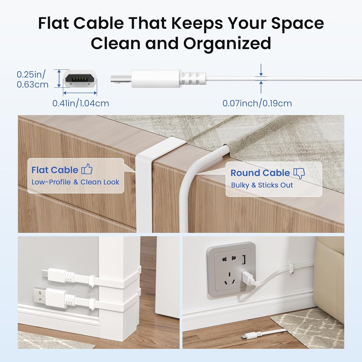 Micro USB Power Cable 20 FT (2 Pack),Flat Micro USB Charging Power Cord,Charger for Wyze Cam V3 Pan 25,Nest Yi Cam 15,Blink XT XT2 Mini,Outdoor 3Rd Gen Camera 16,Arlo Q,Xbox One Controller