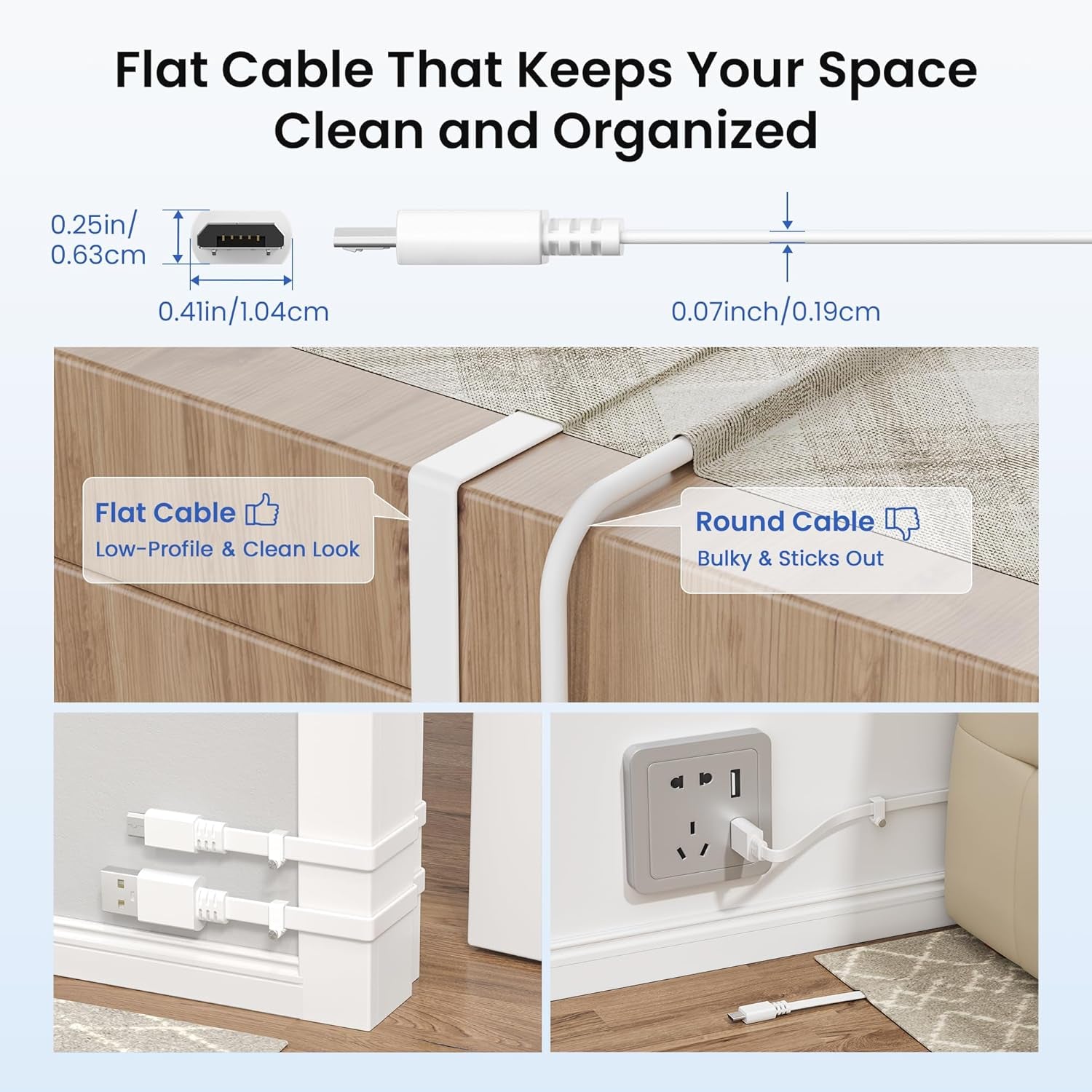 Micro USB Power Cable 20 FT (2 Pack),Flat Micro USB Charging Power Cord,Charger for Wyze Cam V3 Pan 25,Nest Yi Cam 15,Blink XT XT2 Mini,Outdoor 3Rd Gen Camera 16,Arlo Q,Xbox One Controller