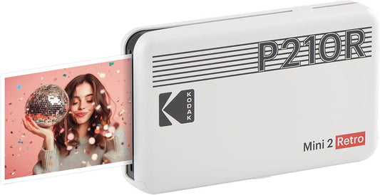 Mini 2 Retro 2X3 Portable Photo Printer, 8 Sheets, Bluetooth Smartphone Printer for Iphone & Android, Instant Color Prints, 4PASS Dye Sublimation, White