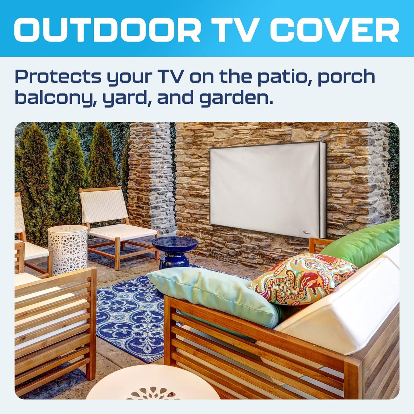 Outdoor TV Cover 48", 49", 50" - Universal Weatherproof Protector for Flat Screen Tvs - Fits Most TV Mounts and Stands - Gray