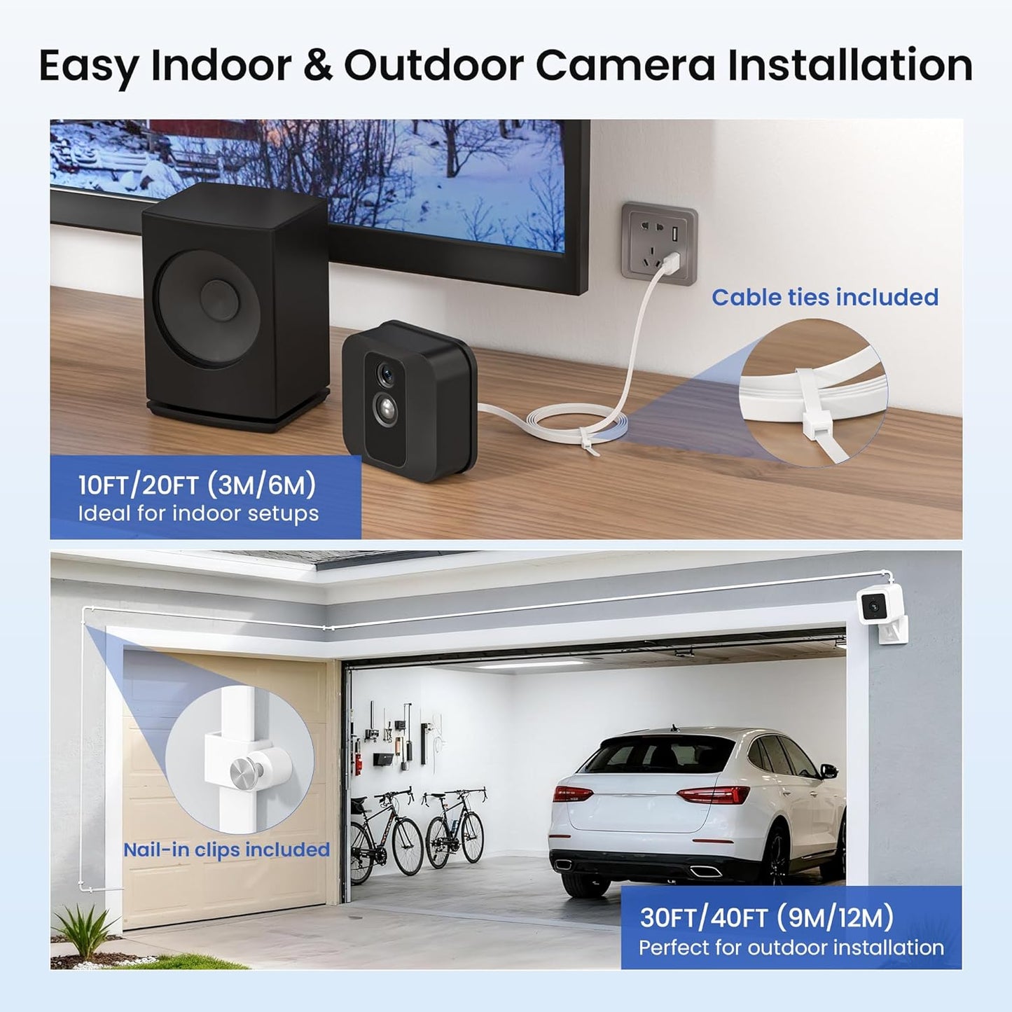 Micro USB Power Cable 20 FT (2 Pack),Flat Micro USB Charging Power Cord,Charger for Wyze Cam V3 Pan 25,Nest Yi Cam 15,Blink XT XT2 Mini,Outdoor 3Rd Gen Camera 16,Arlo Q,Xbox One Controller