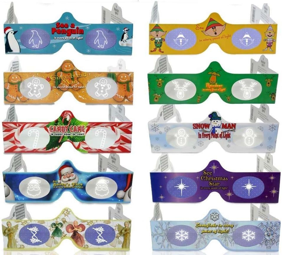 3D Christmas Glasses - 10 Pack  - Hologram Holiday Images
