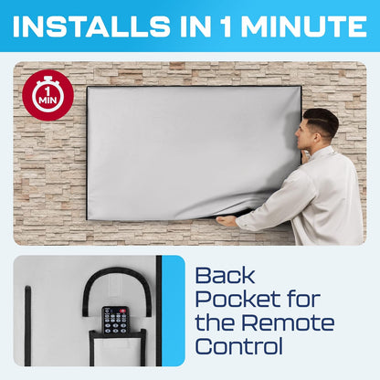 Outdoor TV Cover 48", 49", 50" - Universal Weatherproof Protector for Flat Screen Tvs - Fits Most TV Mounts and Stands - Gray